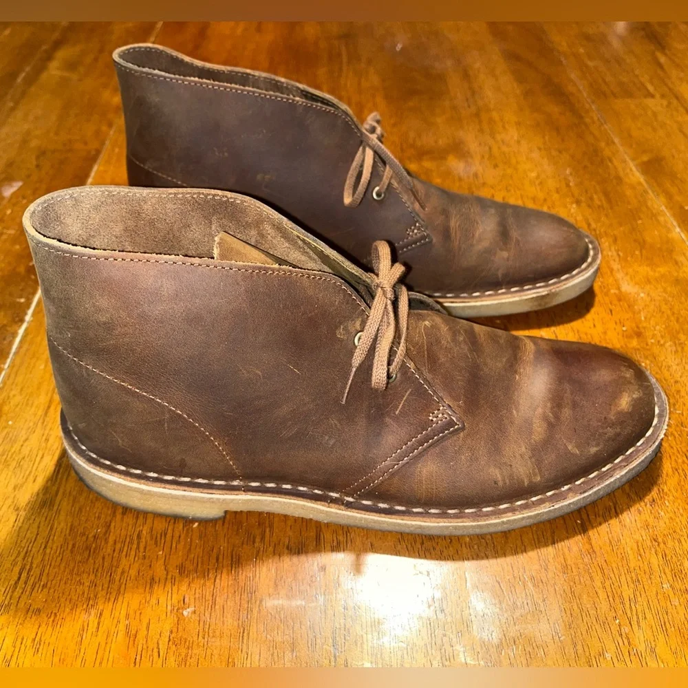 Clarks DesertBrown Leather Men's Chukka Boots Size 10 1/2